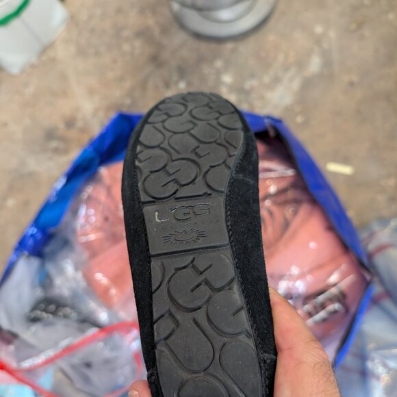 UGG Genoa Moccasin Shoes Women's 6 Black Suede Shearling Driving Loafer Slippers - Picture 10 of 10